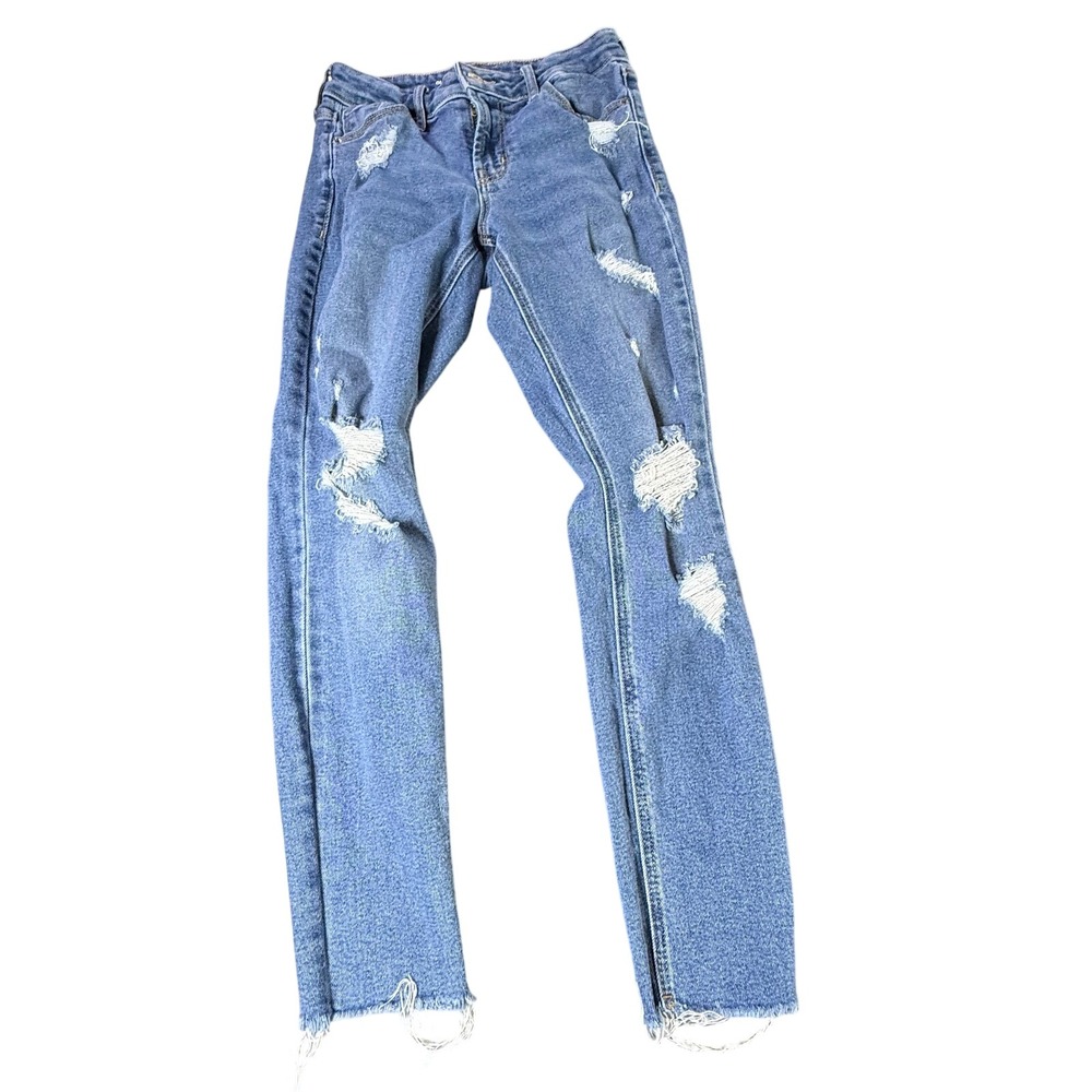 Old Navy Rockstar Super Skinny Distressed Jeans Medium Wash Denim Size 0‎